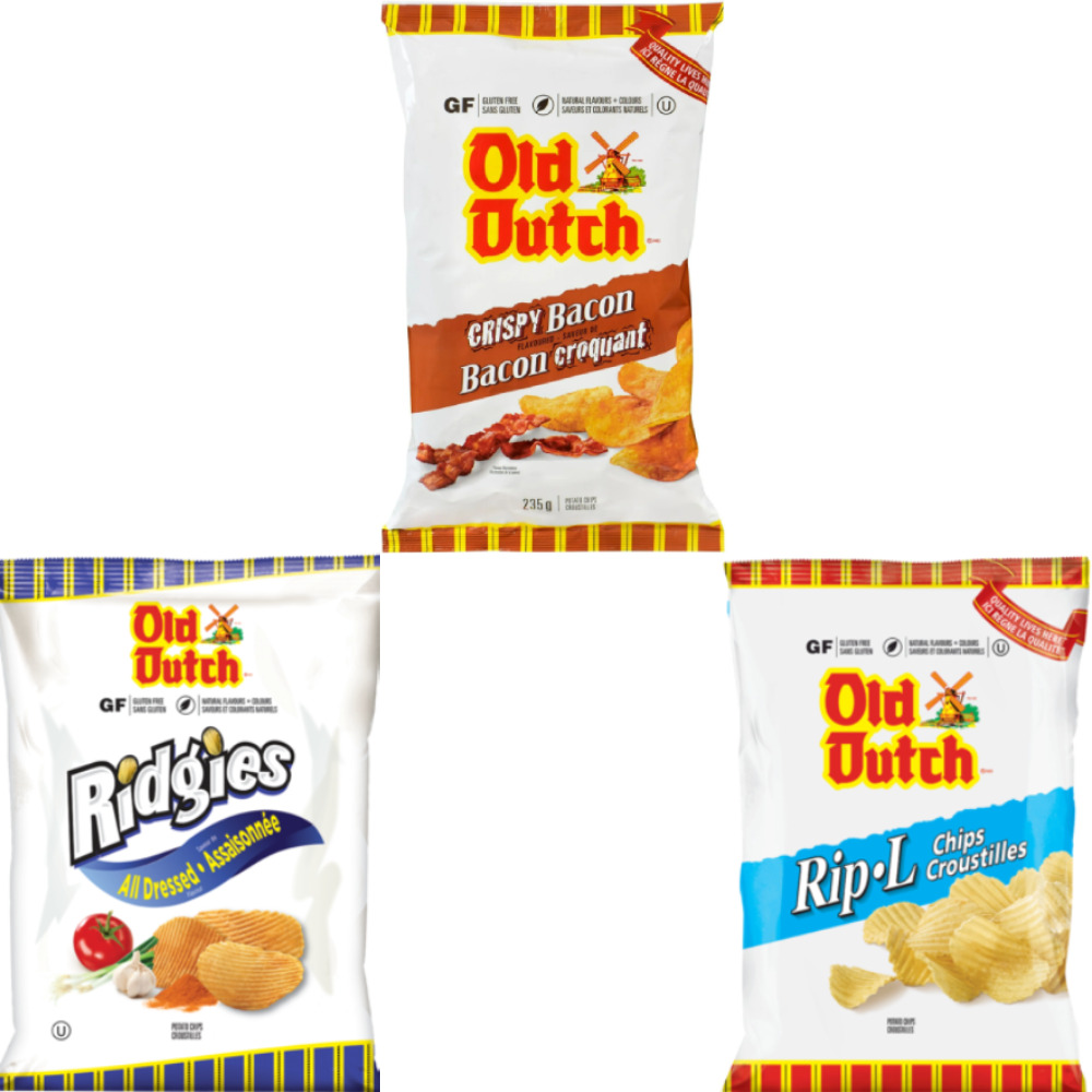 Assorted Old Dutch – Original & Rip-L & Ridges –  180g To 200g – $3.99